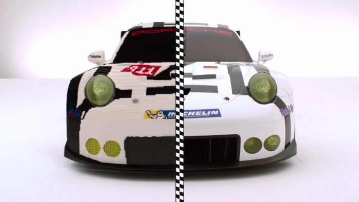 Δείτε αυτή την απίστευτη αγωνιστική Porsche 911 η οποία είναι μισή κανονική και μισή από τoυβλάκια Lego.